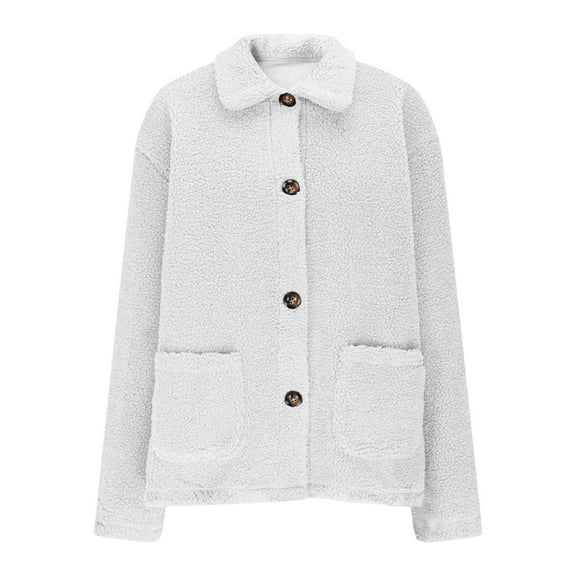 ameIAEA Women's Fleece Jacket Fuzzy Sherpa Button Down Long Sleeve Coat Fall Winter Outerwear