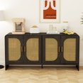 thumbnail image 4 of Rattan Sideboard with Doors, Buffet Storage Cabinet with Adjustable Shelves, Modern Console Table for Kitchen, Living Room, Entryway, 4 of 7