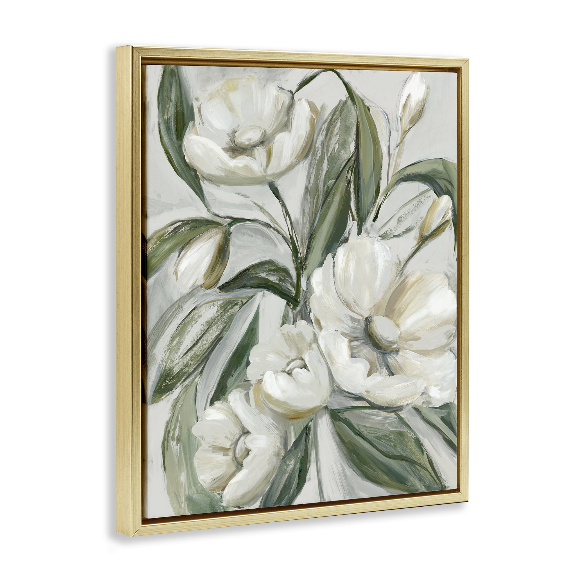Stupell Industries Bountiful Apple Blossoms Plants & Flowers Painting Gold Floater Framed Canvas Art Print Wall Art, 17 x 21