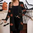 thumbnail image 3 of Women's Pumpkin Print Long Sleeve Cardigan Sweaters Casual V-Neck Open Front Ribbed Knit Sweater Coat, 3 of 4