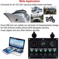 thumbnail image 5 of 6 Gang RV Waterproof Rocker Switch Panel - Digital Voltmeter Display Dual 5V USB Charger Socket DC 12V Slot Blue LED Light for Car Marine Boat Vehicles, 5 of 5