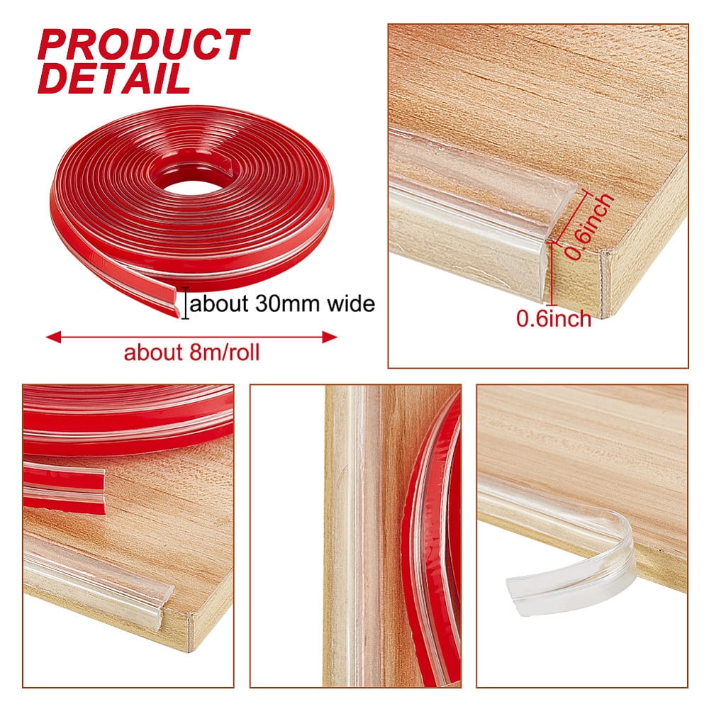 PVC Corner Protector Cnticollision Baby Table Corner Guards for Furniture Against Corners Red 30mm 8m/roll