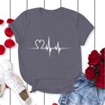thumbnail image 4 of Adeawade Valentine'S Day T Shirts For Women Short Sleeve T Shirt Solid Color Heart Print Tops Round Neck Tee Casual Clothing Xl Grey, 4 of 6