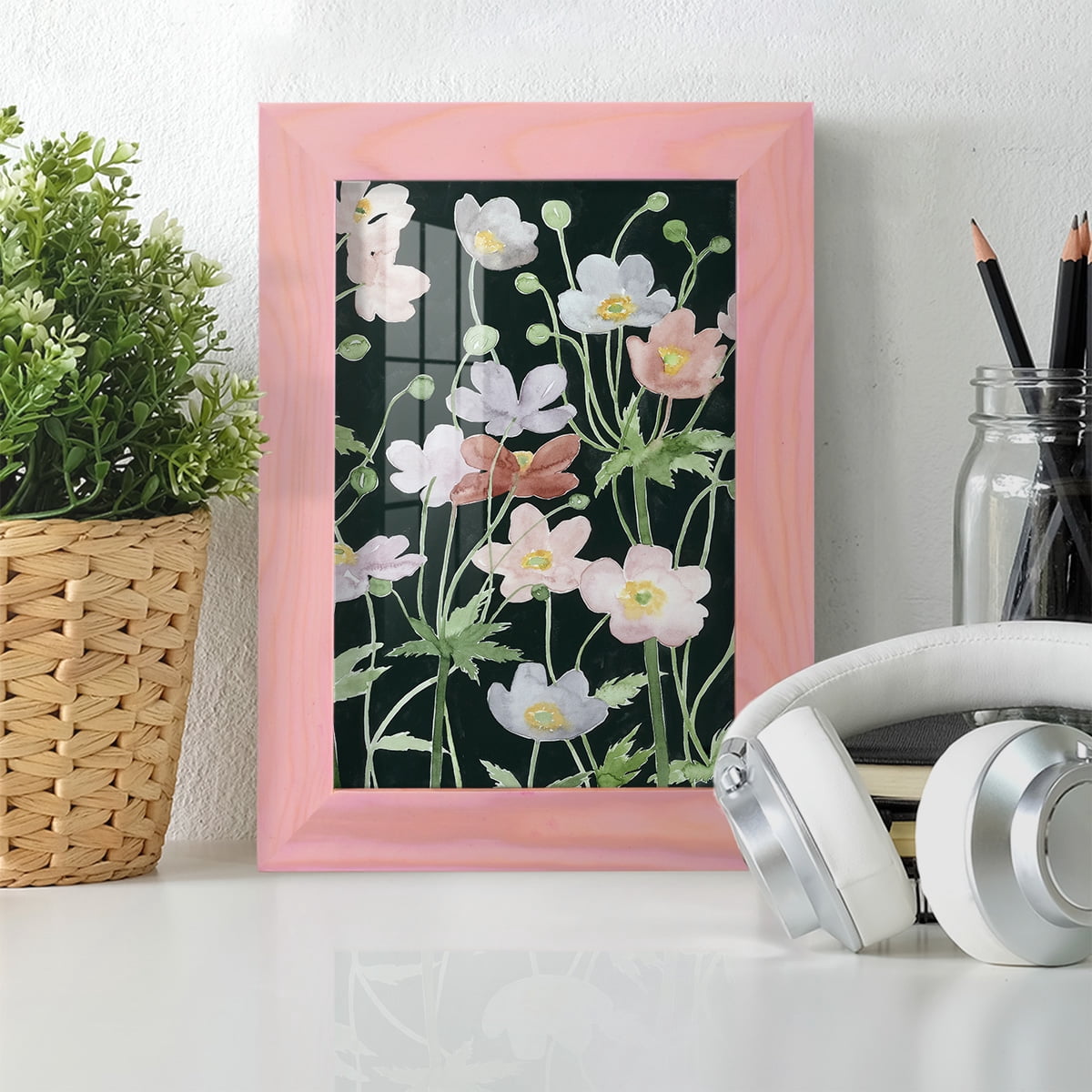 Anemone Dance II -Framed Print w/glass-Sunset Pink