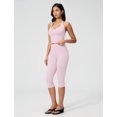 thumbnail image 4 of IBTOM CASTLE Capri Workout Sets for Women V Neck Halter Sports Bra High Waist Capri Leggings 2 Piece Yoga Pilates Outfits Pink, 4 of 5