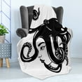 thumbnail image 4 of Sea Monster Soft Flannel Fleece Blanket, Hand Drawn Monochrome Illustration of a Lady with Octopus on Her Head, Cozy Plush for Indoor and Outdoor Use, 60" x 80", Charcoal Grey White, by Ambesonne, 4 of 5