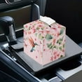 thumbnail image 7 of Psesaysky PU Leather Tissue Box Cover Square with Bottom Belt, Pink Hummingbird Flower Waterproof Tissue Box Holder for Bathroom Bedroom Office Desk, Decorative Organizer, 7 of 7