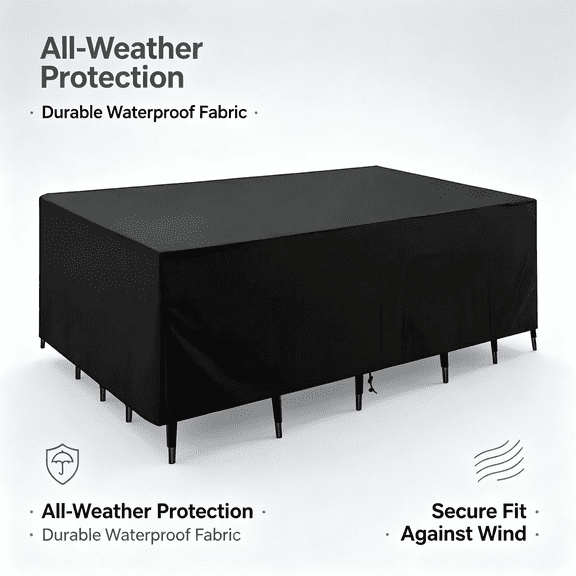 KingChii Patio Furniture Cover Heavy Duty Outdoor Sectional Sofa, Table and Chair Set Cover, Water Resistant Oxford Fabric, 83.9" L x 52" W x 29.1" H
