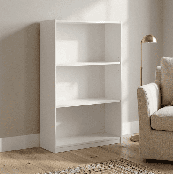 3-Shelf Bookcase with Adjustable Shelves, White Storage Organizer for Home Office, Living Room, Bedroom