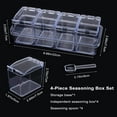 thumbnail image 2 of STONCEL Clear Seasoning Box, 4 Piece Seasoning Rack Spice Pots, Plastic Storage Container Condiment Jars with Lids and Spoon, Kitchen Organization Containers for Spice, Salt, Sugar, Cruet, 2 of 7