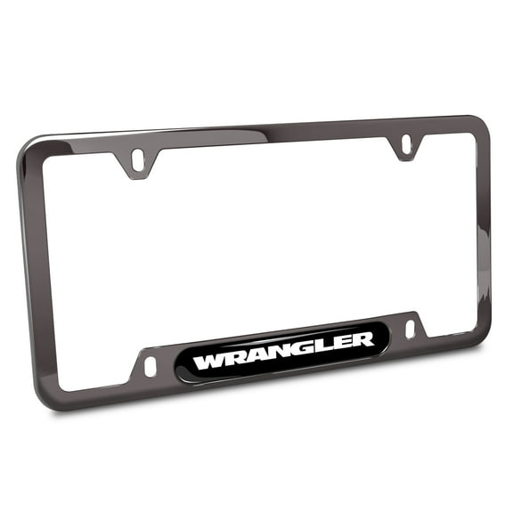 iPick Image for Jeep Wrangler Black Insert Gunmetal Chrome Stainless Steel License Plate Frame, Official Licensed