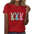 thumbnail image 1 of Pisexur Hauts de Printemps pour Femmes 2025, Hauts d'Entraînement Femmes, Hauts d'Entraînement Femmes T-Shirt Imprimé Manches Courtes Col Rond Chandail à la Mode Rouge, m, 1 of 5