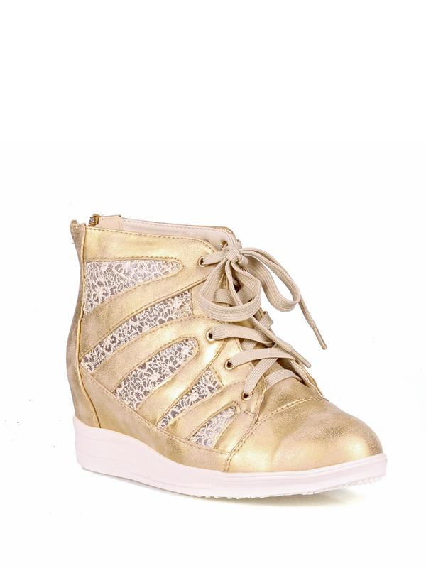 gold wedge sneakers