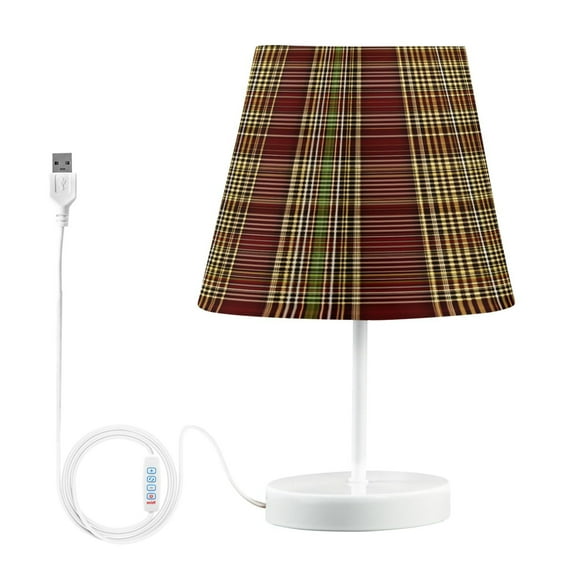 Ryvnso LED Bedside Table Lamp Retro Checkered-a5 Bedroom Desk Lamps Nightstand Lampshade M