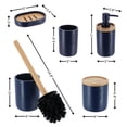thumbnail image 2 of Navy Blue Bathroom Essentials Set with Natural Bamboo - 5 pieces, 2 of 6