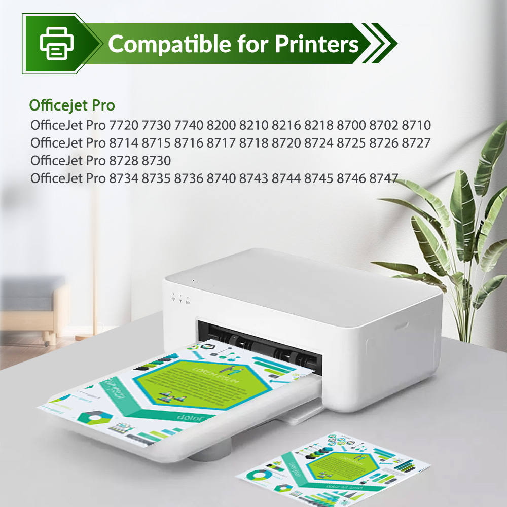 952XL Ink Cartridge Compatible for 952 XL Ink 952 Combo Pack for 7740 8720 8710 8715 8210 Printer 952 Ink 4-Pack