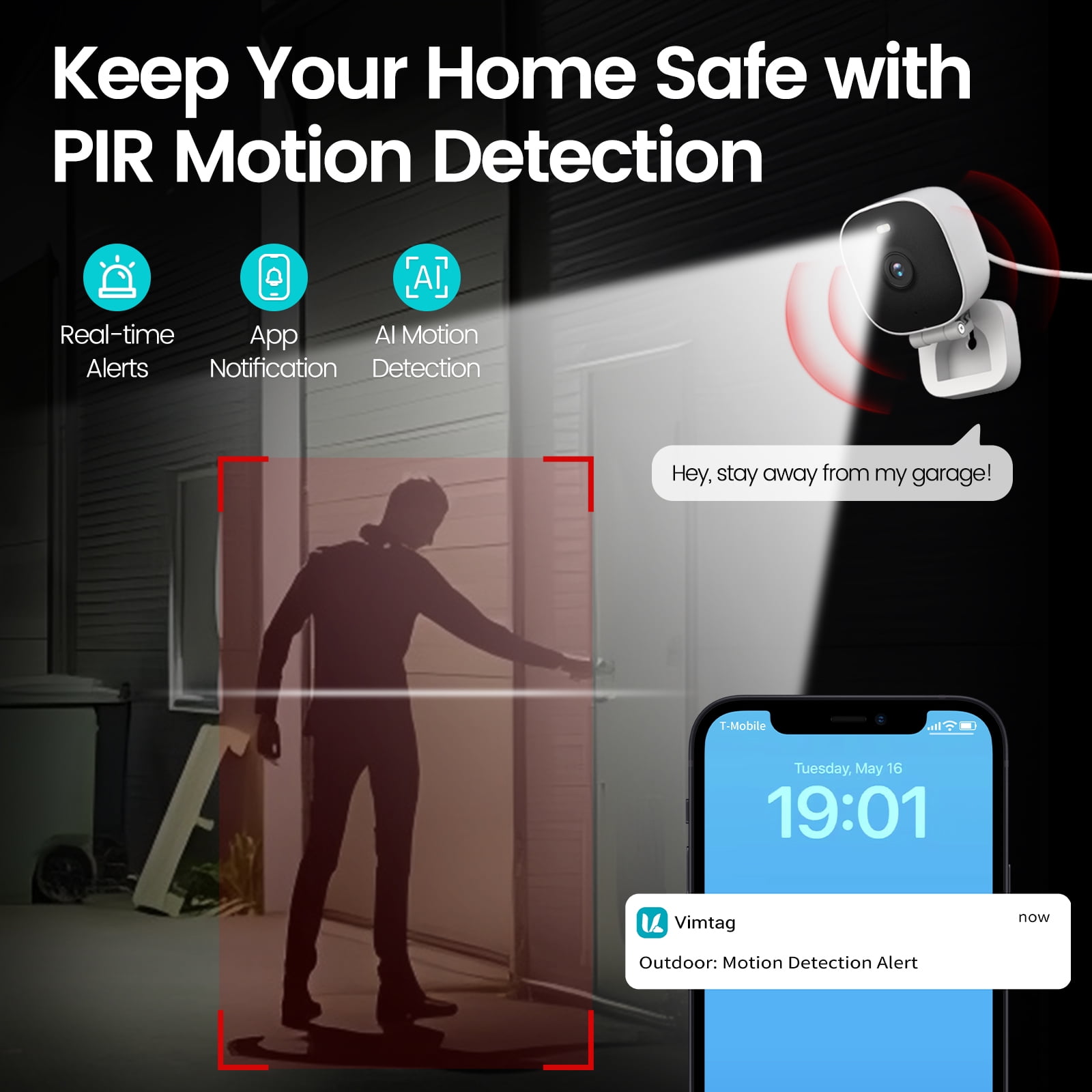 Vimtag Mini G3 Security Camera Outdoor/Indoor with Spotlight, Plug-in 2MP HD Full-Color Night Vision Home Cam with AI Human Detection, Cloud/SD Card Storage, Support Alexa & WiFi