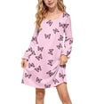 thumbnail image 2 of JOANKDMI Girls Butterfly Pattern Nightgowns Long Sleeve Sleepwear Soft Nightshirt Comfy Casual Lounge Dress Ruffled Cuff Sleep Shirt Pj Nightwear Slumber Party Kids, 2 of 8