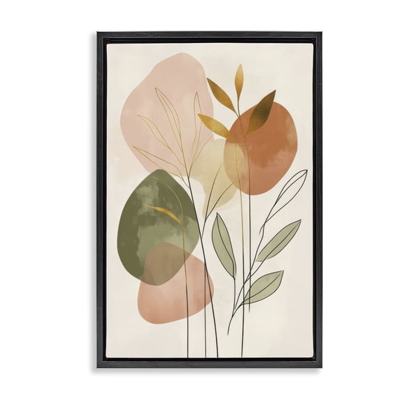 Stupell Industries Eclectic Soft Organic Shape Botanicals Black Floating Frame Canvas Art, 17 x 25, by LSR Design Studio