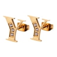 thumbnail image 1 of Aretes Mujer LuckyLy, Inicial Letra A, Acero Inoxidable con Oro 18k y Zirconia Cúbica, Modelo Tina dorado UNITALLA, 1 of 7