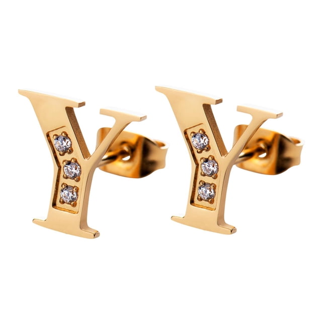 Aretes Mujer LuckyLy, Inicial Letra A, Acero Inoxidable con Oro 18k y Zirconia Cúbica, Modelo Tina dorado UNITALLA