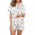 thumbnail image 2 of Vetsdori Womens Christmas Shorts & Top Pajamas Sets Button up PJS Homewear,Lightweight Soft Sleepwear Collared Pajamas for Women Home, 2 of 6
