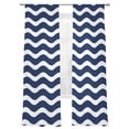 thumbnail image 2 of Navy Blue Moire Semi Sheer Curtains 96 Inch Length 2 Panels Set, Water Ripple Stripe Farmhouse Sheer Kitchen Curtain Privacy Voile Window Curtain for Living Room Bedroom Rod Pocket Drapes, 2 of 7