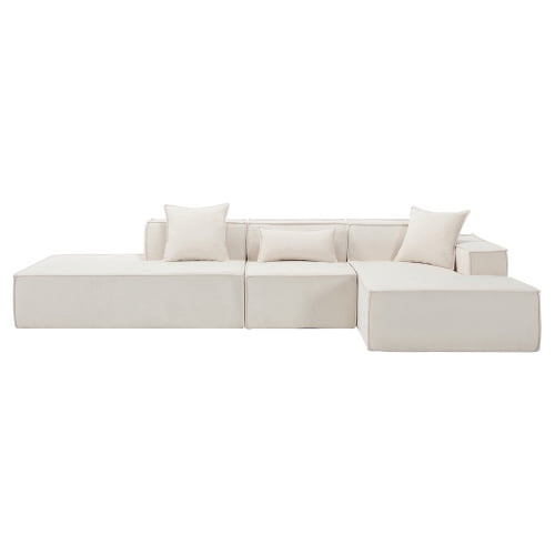 BSHTI Modular Combination Living Room Adult Sofa Set,Free Installation Sofa,Right L-shaped,Italian Minimalist Tofu Block Sofa,Beige