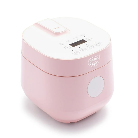 GreenLife Cuiseur de Riz, d'Avoine et de Grains Antiadhésif en Céramique Sain de 4 Tasses, Sans PFAS, Pièces Allant au Lave-Vaisselle, Rose