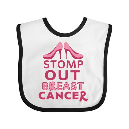 

Inktastic Stomp out Breast Cancer with Pink Heels Gift Baby Boy or Baby Girl Bib