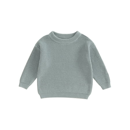 Lamuusaa Toddler Baby Autumn Sweater Solid Color Knit Long Sleeve Round Neck Knitwear Pullover Winter Sweatshirt