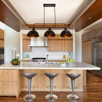 FINE MAKER 3 Light Kitchen Pendant, Linear Dining Room Suspension Lighting, Matte Black Finish Industrial Pendant for Kitchen, Dining Room, Bar