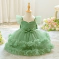 thumbnail image 5 of Vividxx Girl's Dresses Girls Party Dress With Bow Tiered Skirt Flutter Sleeves Formal Occasion Performance Tutu Gown 18-24 Months, 5 of 9