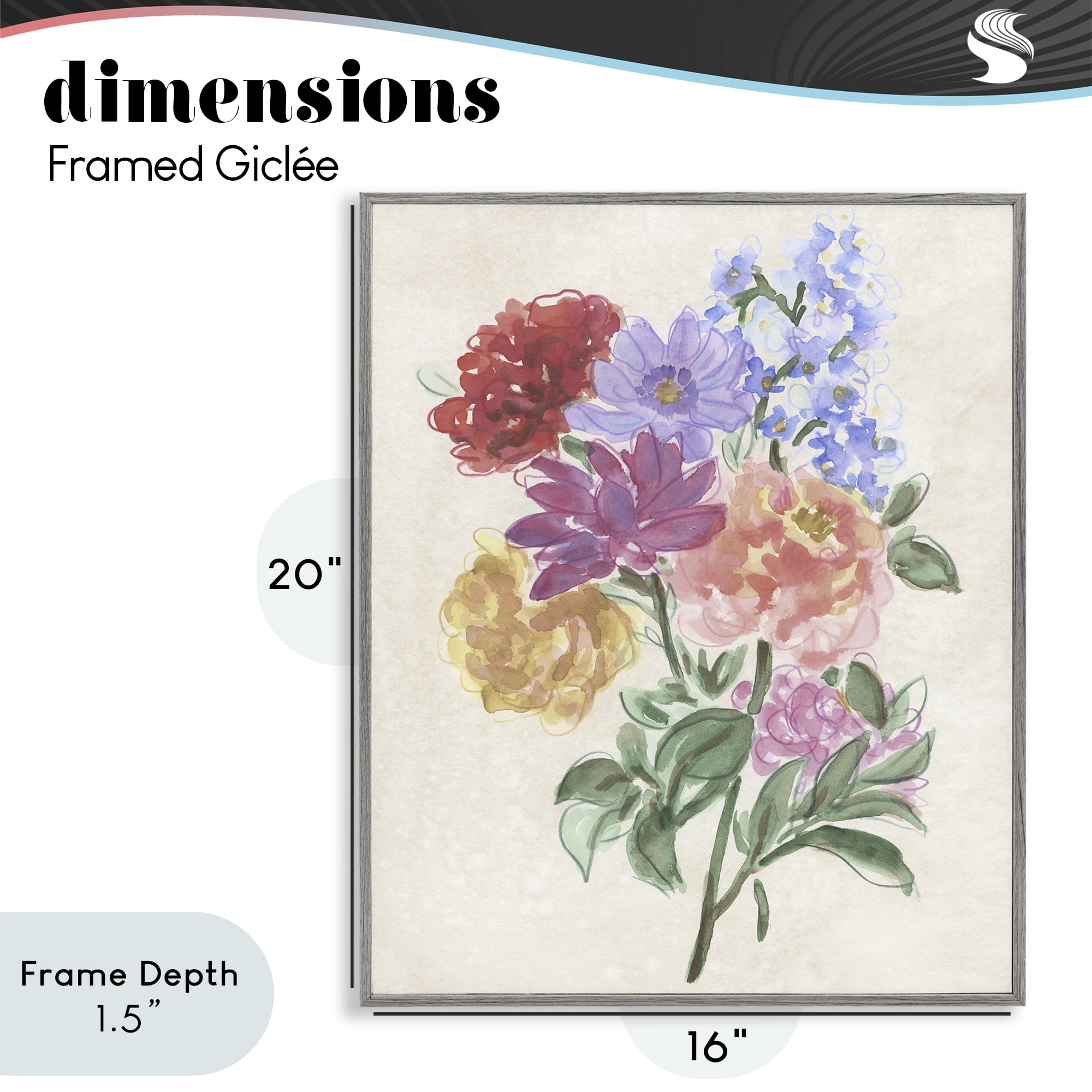 Stupell Industries Blooms On Parchment Gray Framed Giclee Art, design by June Erica Vess