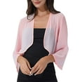thumbnail image 1 of Kaerm Boléro en Chiffon Transparent à Manches 3/4 pour Femmes, Veste Ouverte pour Mariage, Robe de Soirée, Rose m, 1 of 7