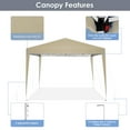 thumbnail image 4 of HOTEEL 10x10ft Popup Canopy Waterproof Canopy with 4 Sidewalls Outdoor Commercial Instant Shelter Beach Camping Canopy Tent for Party, Khaki, 4 of 9