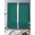 thumbnail image 3 of Dark Green Sheer Curtains 108 Inch Length 2 Panels Set for Living Room/Bedroom, Modern Pure Dark Green Semi Curtain Sheers Drapes Rod Pocket Curtains Window Treatment Set 52''x108''x2, 3 of 7