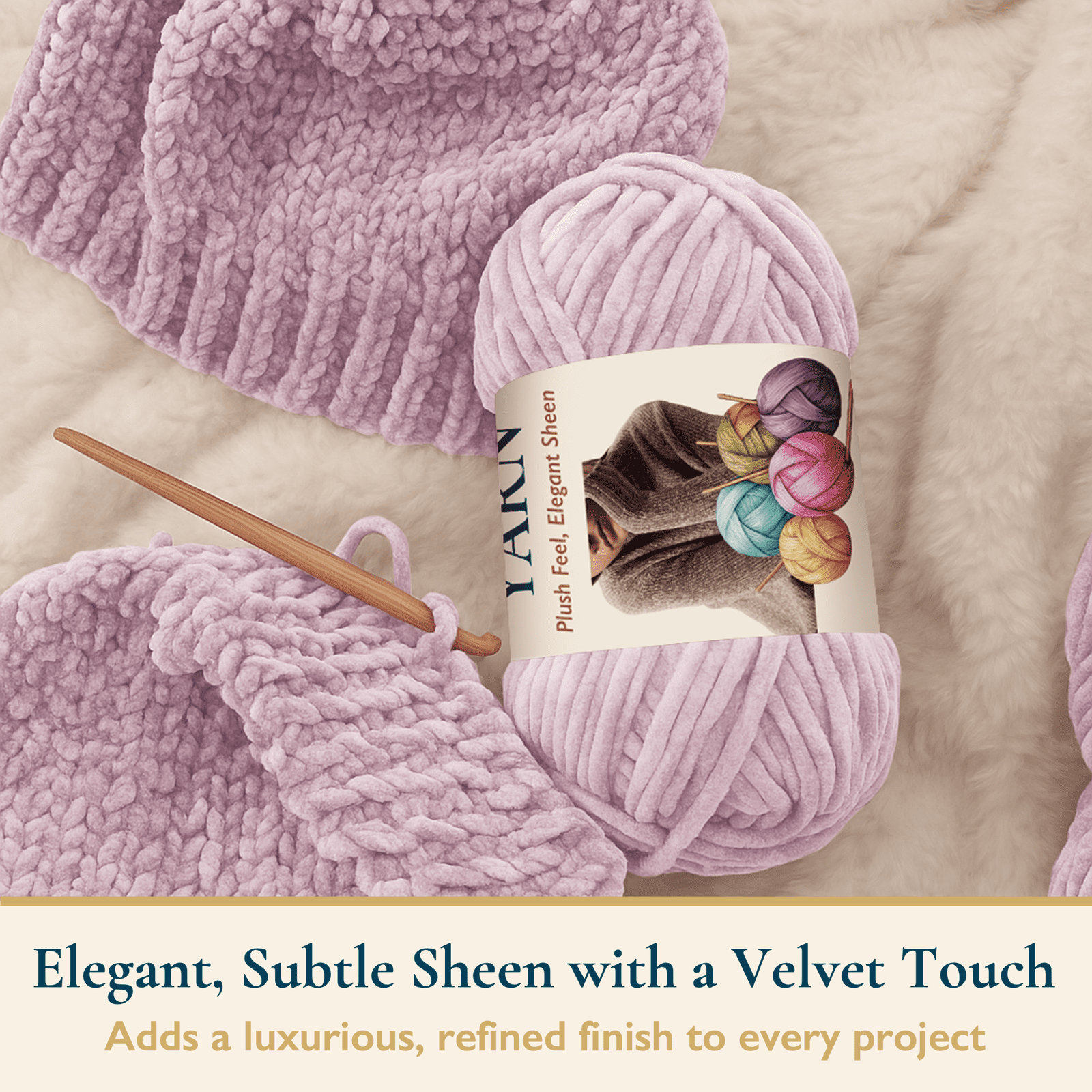 ComfiTime 6-Pack Velvet Yarn – Bulky #5, 3.5 oz / 87.5 Yds per Skein, OEKO-TEX Certified, Soft Fluffy for Sweaters, Blankets, Scarves, Home Décor, Crochet/Knitting/Amigurumi, Machine Washable, Pink