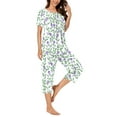 thumbnail image 5 of Tnhcen 2-Piece Women's Trendy Flower Print Summer Pajama Set Cozy Short Sleeve Capri Pants with Pockets Home Clothes S-3XL, 5 of 6