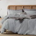 thumbnail image 4 of 1 Pcs Duvet Cover 100% Egyptian Cotton 1000 Thread Count with Zipper Closure & Corner Ties - Super King Plus Size (120" x 120") Inch, Silver Solid, 4 of 5