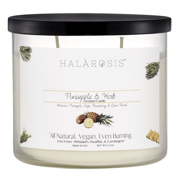 Halarosis, 17 oz, Soy Candle, Pineapple & Herb, Container Candle