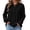 Black, variant on Women's Henley Button Top Ribbed Knit Long Sleeve Loose Fit Casual Pullover Blouse
