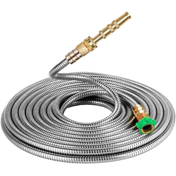 304 Stainless Steel Metal 3FT Short Garden Hose 3 Feet Flexible, Portable & Lightweight Kink Free Garden Water Outdoor Hose