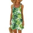 thumbnail image 2 of VBTAPA Summer Dresses for Women Floral Beach Sun Dress Novelty 3D Printed Sleeveless Mini Dresses Holiday Sales Multicolor M, 2 of 7