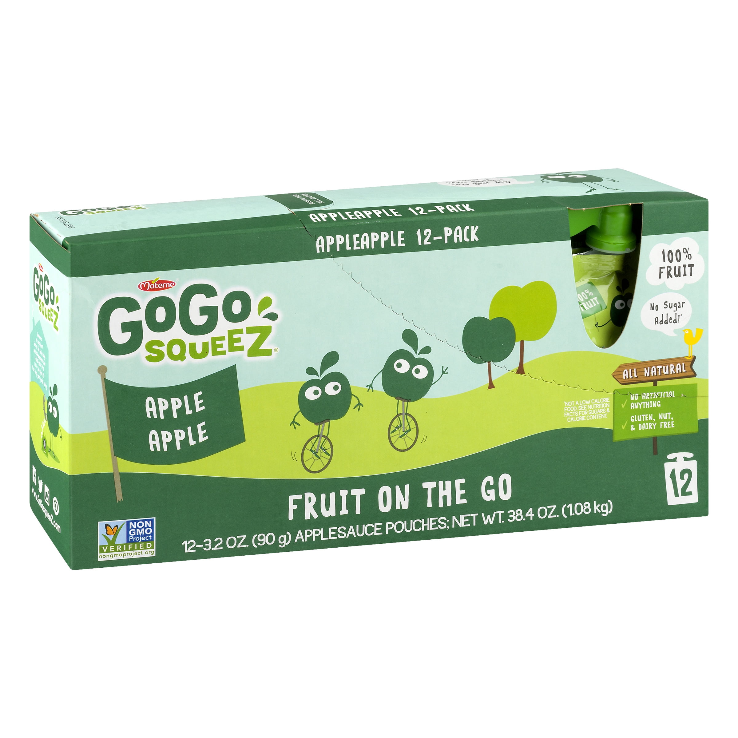 GoGo squeeZ Fruit Pouches, Apple Apple Squeeze Pouches, 12 ct Walmart