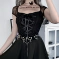thumbnail image 4 of Gibobby Blusas De Mujer Slim Lace Splicing Collar Gothic Mujeres Sexy Mesh Blusa de mujer（Negro， XL), 4 of 5