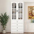 thumbnail image 6 of WIAWG Display Cabinet with Glass Doors and 4 Drawers, 78.7" Tall Wooden Bookcase Organizer for Home Office Living Room, 6 of 8