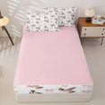 thumbnail image 4 of Erosebridal Mallard Duck Zipper Twin Comforter Sets with Fitted Sheet and 2 Pillowcases,Pink Ribbon Bows Zipper Bedding Set For Boys,Pink Reversible,4pcs, 4 of 7