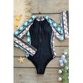 thumbnail image 4 of Charmo Women's One Piece Rashguard Swimsuit Floral Zip Front Surfing Shirt Sun Protection, 4 of 6