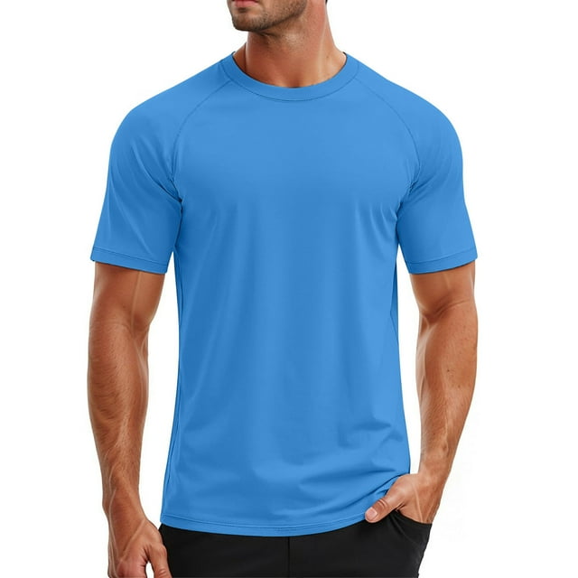 PMVFHDE Mens T-Shirts UPF 50+ Swim Short Sleeve Tee Quick Dry Rash Guard Athletic Sun Protection Top